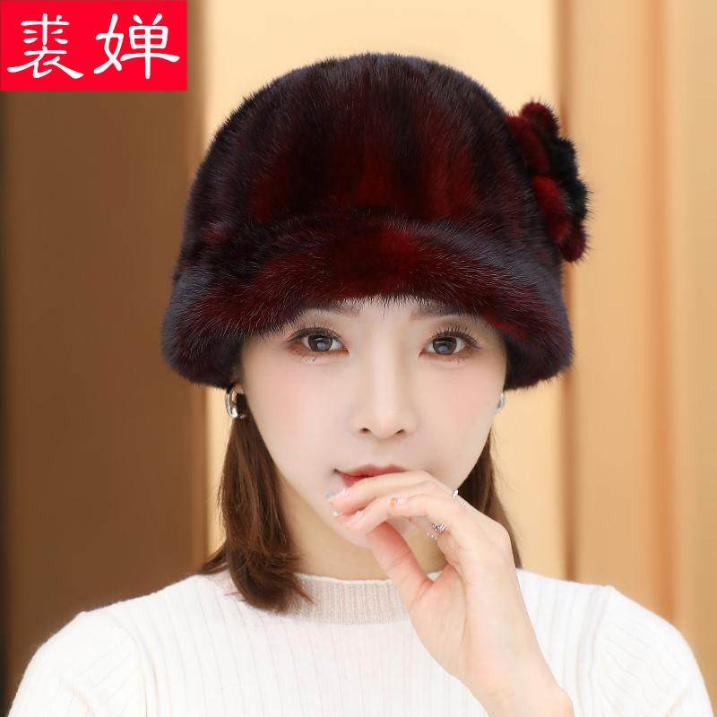 貂皮帽子女冬季水貂毛皮草中老年鸭舌帽貂绒保暖老太太妈妈蒙古帽,淘宝优惠券,粉丝福利购,淘宝优惠卷