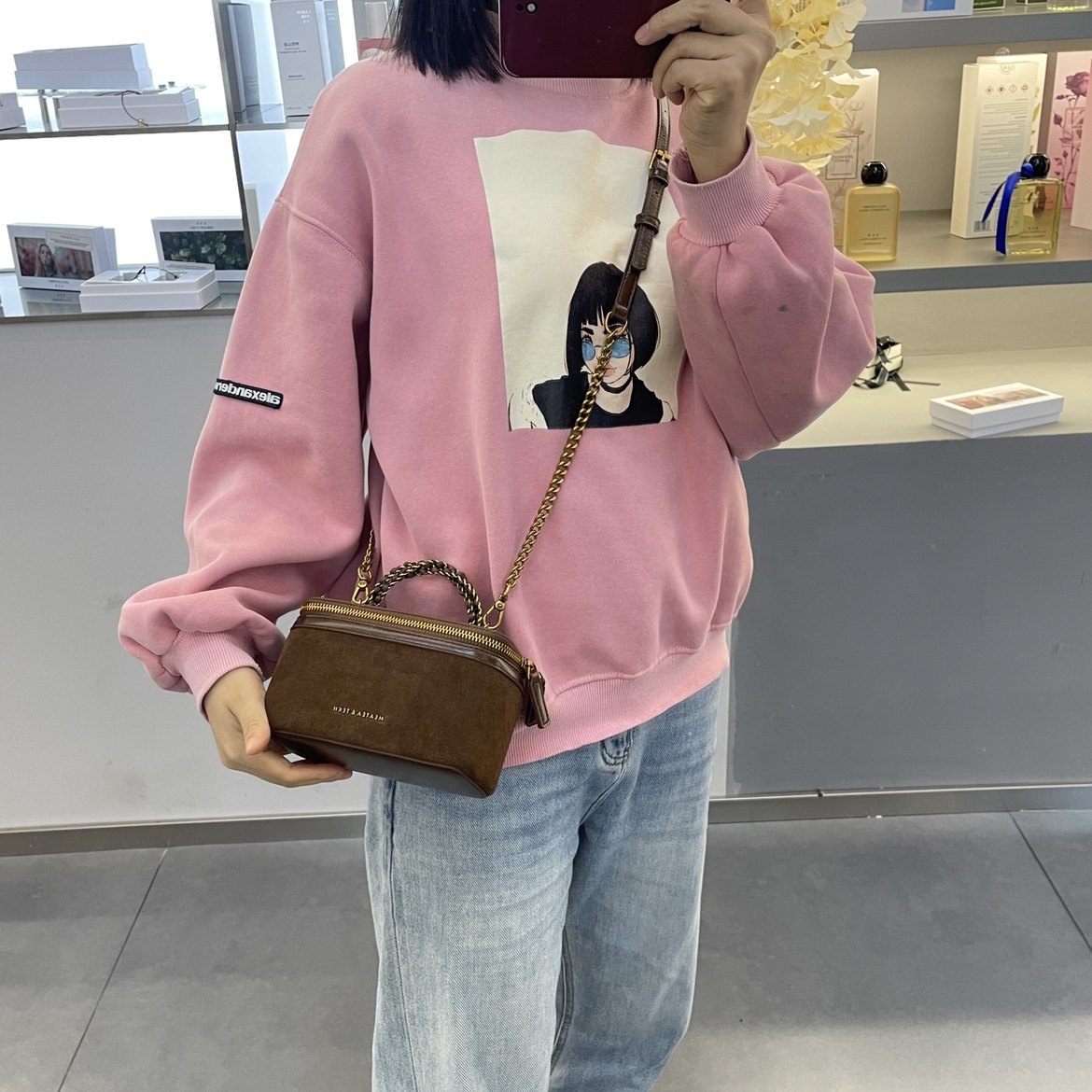 时尚磨砂皮盒子链条女包2025新款洋气宴会大气小众斜挎包小方包,淘宝优惠券,粉丝福利购,淘宝优惠卷