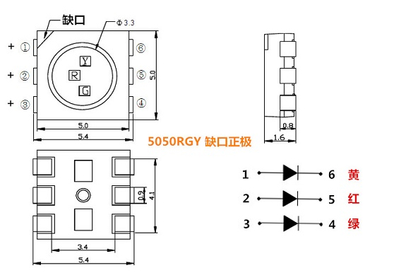 0.2瓦5050rgy贴片LED发光二极管绿红黄3色RGY高亮0.2W全彩LED灯珠-图0