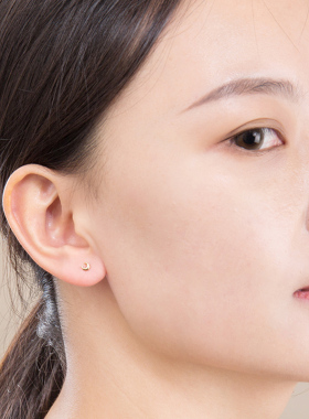 14K黄金迷你月亮耳钉女Au585
