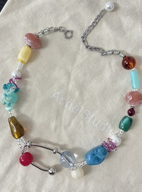 LYUMIN原创彩色糖果活力配色趣味撞色小众设计感项链