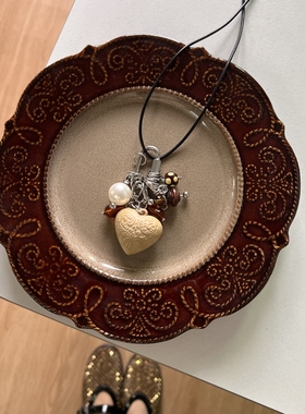 杨超越同款原创心礁珍珠爱心小众腔调长款钛钢项链新品