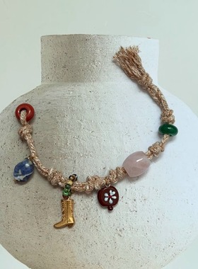 MINNA LU 原创小众手编质朴感俏皮小靴天然石百搭手链