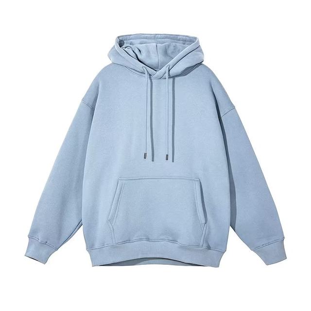 Spring and autumn hooded pullover pure cotton sweatshirt women's solid color versatile top casual sports large size loose coat class uniform