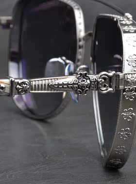 高级奢华纯钛墨镜男潮流飞行员个性大脸复古太阳镜女超宽司机开车