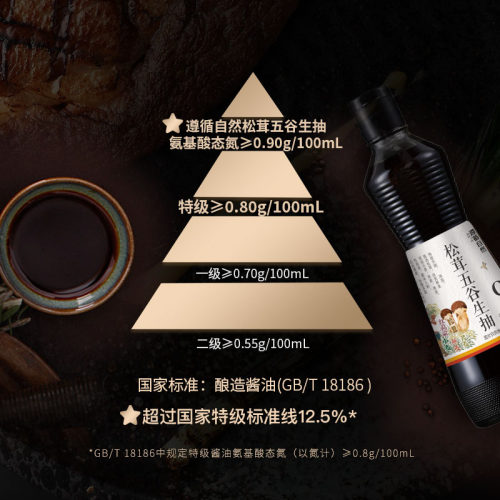 遵循自然松茸五谷生抽375ml 欣和特级原酿酱油家用 0%添加防腐剂 - 图1