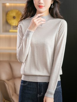 Merino Worsted Superfine 100 Pure Wool Sweater Women's Thin Autumn and Winter Knitted Bottoming Half Turtleneck Sweater