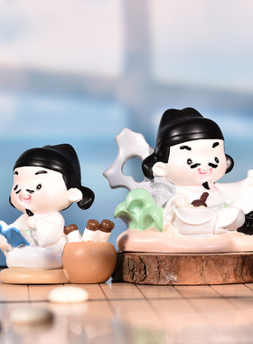 国风李白盲盒桌面柏顺树脂古风
