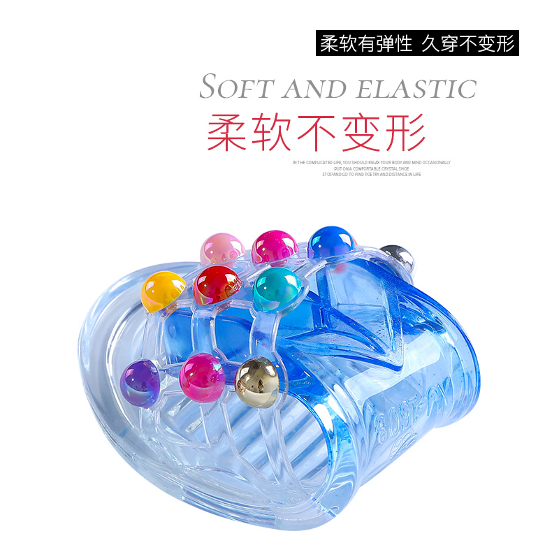 儿童凉拖鞋女生夏时尚外穿平底一字拖少女心公主水晶珍珠凉拖童鞋