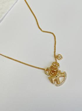 S925纯银摇摇马爱心跑环锁骨链贴合锁骨超显颈线，气质百搭