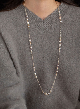 天然淡水珍珠项链14K注金贝壳