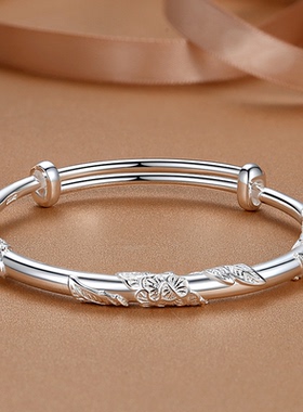 年轻款久一民族风女9999纯银手镯