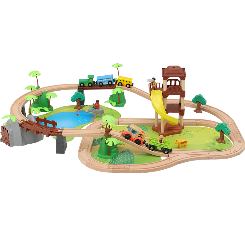 儿童木制电动火车轨道车玩具男孩益智小火车动手拼搭玩具兼容米兔-图3