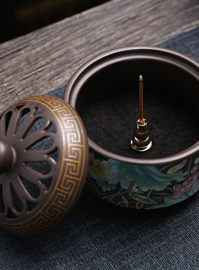 仿古景泰蓝香炉工艺品摆件创意家居室内香插香道珐琅彩代盘发