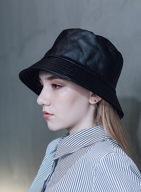 通用时尚风真皮渔夫帽男女同款