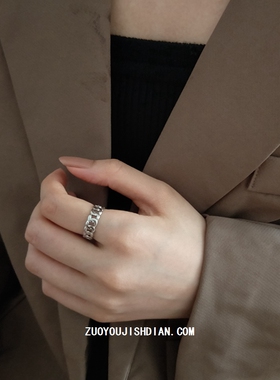 不掉色INS风链条情侣戒指小众