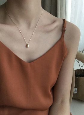 ins冷淡风纯银色水滴女闺蜜项链