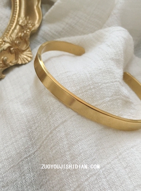 钛钢不掉色开口手镯小众复古女