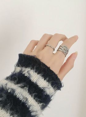 小众ins戒指多层缠绕潮流组合