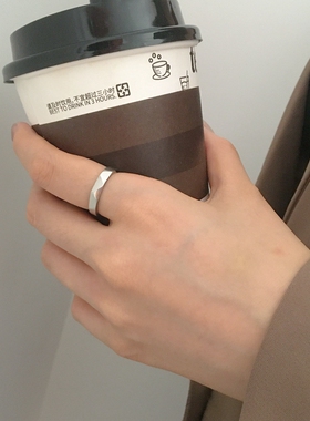 ins菱格纹潮人小众复古百搭戒指