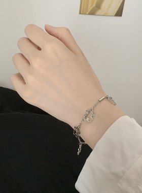 钛钢不掉色小熊手链女男轻奢小众