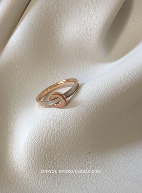 钛钢百搭不掉色天然白贝母戒指女