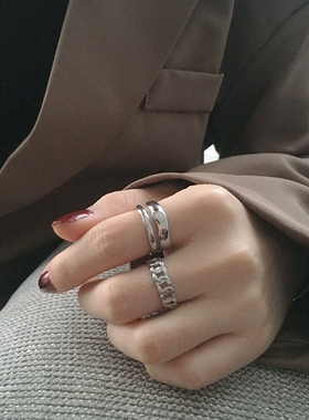 小众复古百搭宽面男女开口食指戒