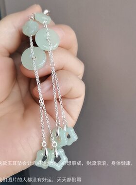 古韵之美温婉淑女纯银不过敏耳坠仙女耳环百搭迎好运平安扣耳线