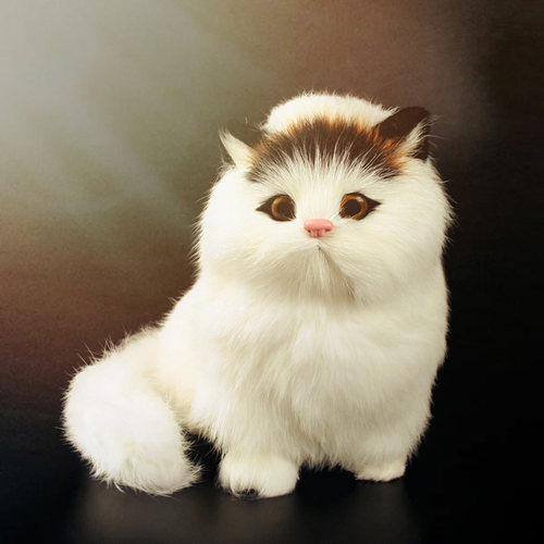 仿真动物模型小猫咪儿童毛绒玩具礼物会叫的猫宠物玩偶公仔娃娃 - 图0