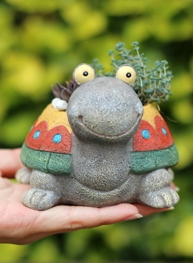 如果家居 创意田园呆呆龟多肉花盆卡通微景观树脂工艺品装饰摆件