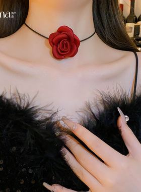 法式轻奢时尚玫瑰花项链小众创意设计感颈链个性轻奢感项饰女