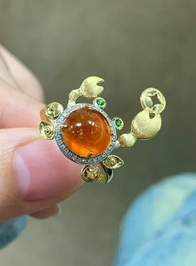 “有钳花”螃蟹戒指轻奢小众