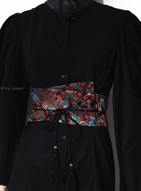 国风国潮复古汉服女士装饰提花布流苏布腰带配汉服浴衣系带宽腰封