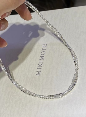 双层珍珠碎银子麻花项链女2023新款爆款小众设计锁骨链