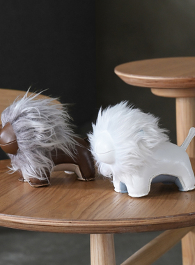 台湾设计超萌狮子老虎皮革摆件