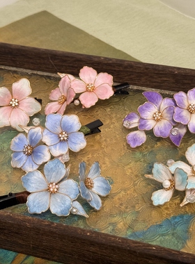 纯手工非遗绒花发夹绒花掐丝绒花发簪旗袍汉服发簪清新素雅百搭款