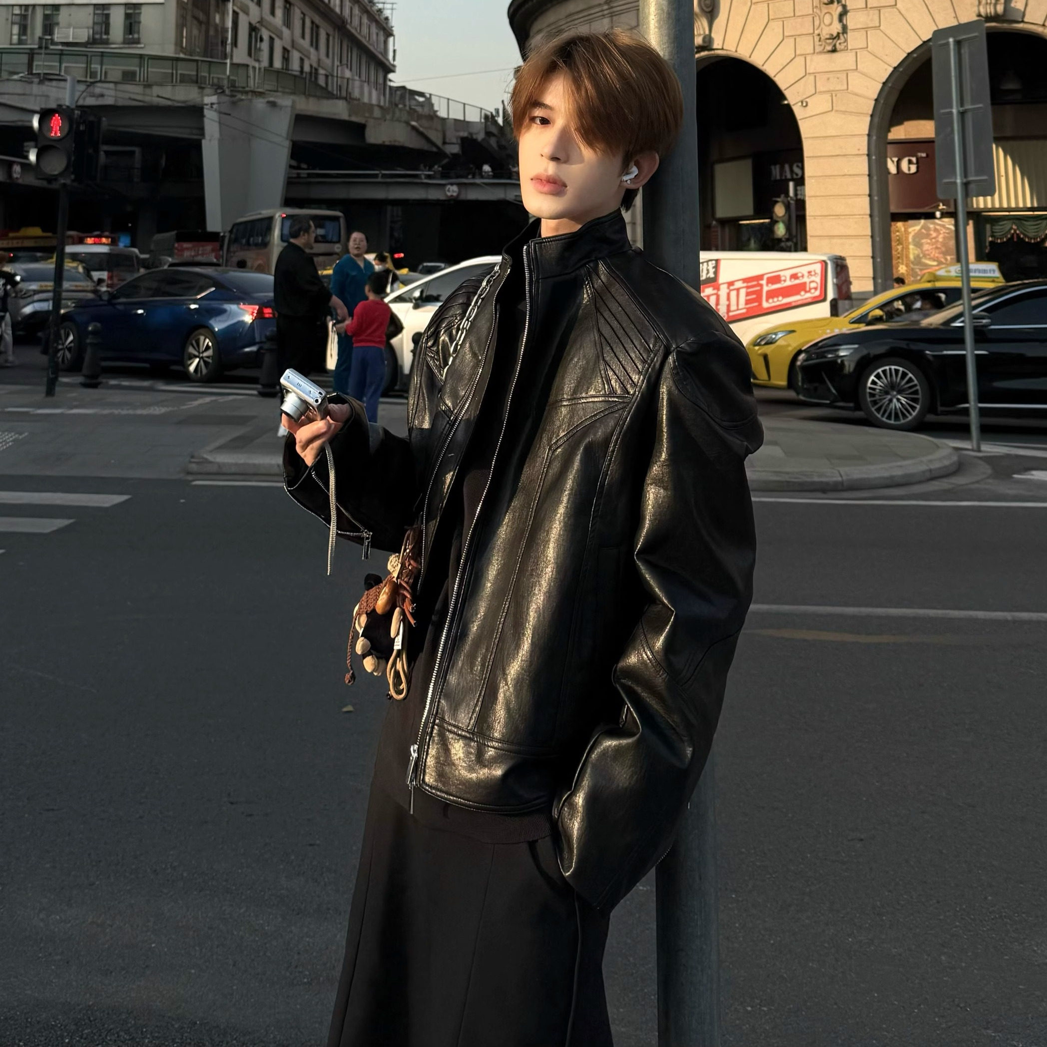 25秋冬高定款 金属骨骼 哥斯拉立领机车超帅PU外套夹克男女同款,淘宝优惠券,粉丝福利购,淘宝优惠卷