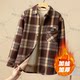 New fashion and loose velvet winter plaid shirt