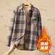 New fashion and loose velvet winter plaid shirt