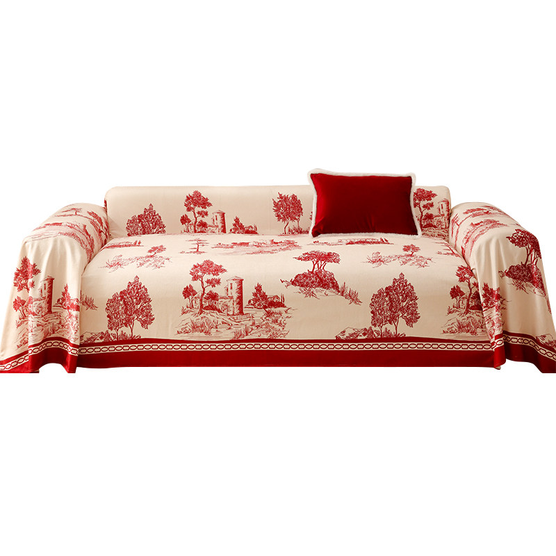 结婚喜庆装饰沙发盖布氛围感沙发巾复古国潮红色沙发垫春节盖毯,淘宝优惠券,粉丝福利购,淘宝优惠卷