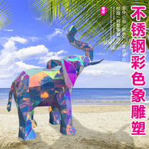 Stainless Steel Rainbow Film Laser Gradient Seven Colorful Pearlescent Elephant giraffes Deer Animal Sculptures Custom Pendulum