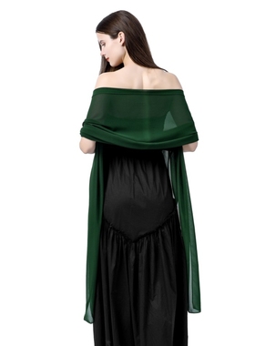 婚纱伴娘服晚礼服披肩丝巾两用春秋新款雪纺围巾女薄外搭舞台纱巾