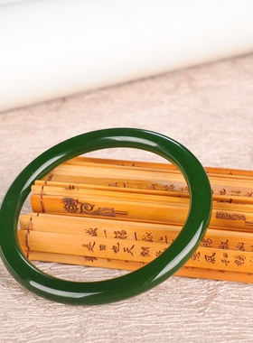 和田玉碧玉手镯正圆细圆款女