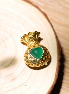 冰种古法金钱袋玉坠女士款绿玛瑙