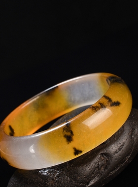 新疆黄龙玉手镯宽版镯子石英岩玉