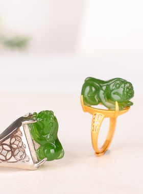 招财貔貅可调节活口俄罗斯碧玉