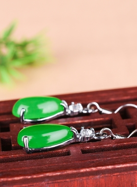 防过敏时尚风马来玉耳饰水滴吊坠