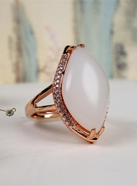 菱形碧玉925银镶嵌活口戒指