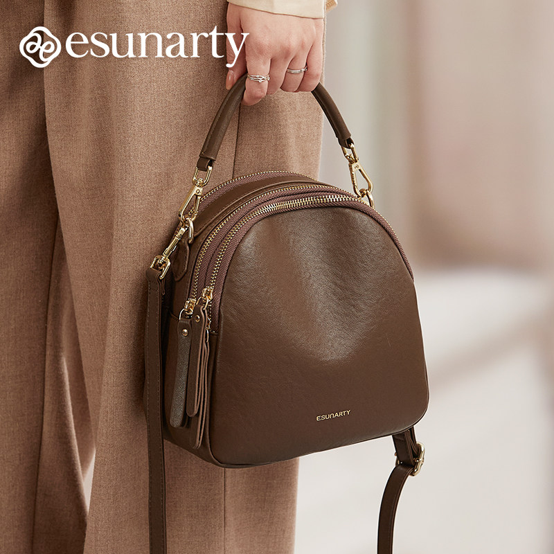 真皮女式斜挎包2025新款复古秋冬季手提包软牛皮小挎包女士贝壳包,淘宝优惠券,粉丝福利购,淘宝优惠卷