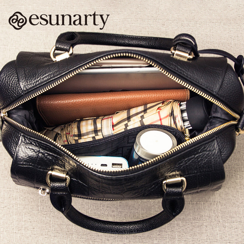 枕头手提包包女2025新款真皮鳄鱼纹波士顿大包头层牛皮女士斜挎包,淘宝优惠券,粉丝福利购,淘宝优惠卷